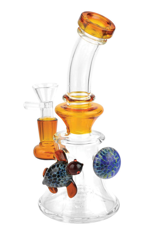 Glass Water Pipe w/ Turtle - 7.5" | 14mm Female